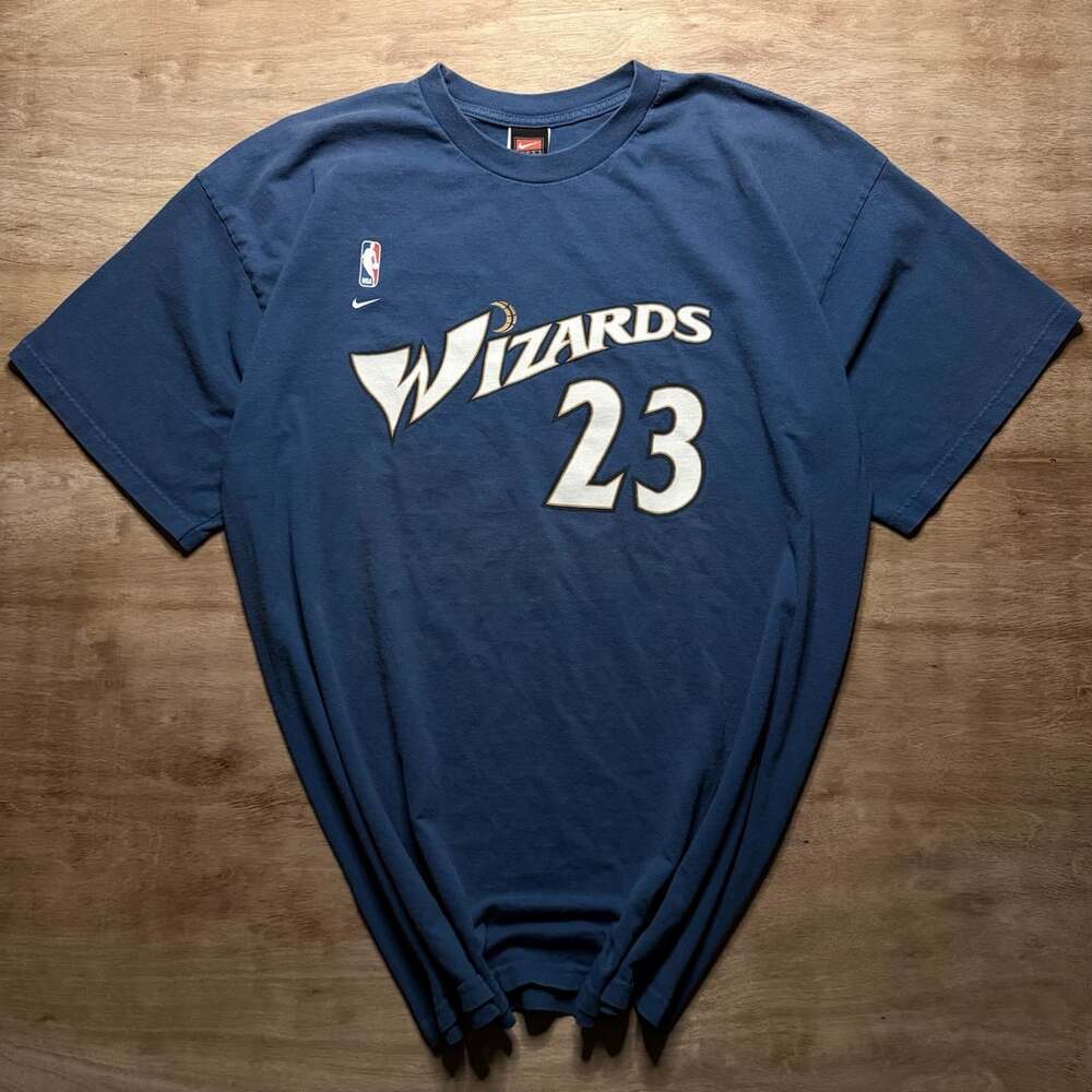 Vintage Nike Washington Wizards Michael Jordan #23 NBA T-Shirt Blue XL Y2K